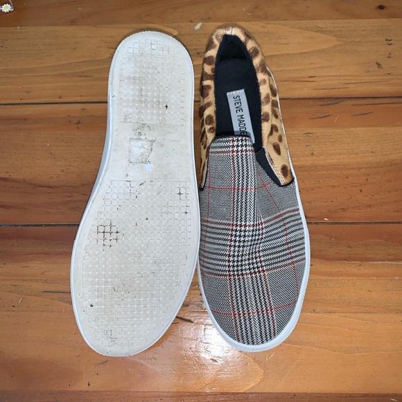 Steve Madden Gills Plaid and Animal Print Cow Hair Sneakers - Picture 3 of 7